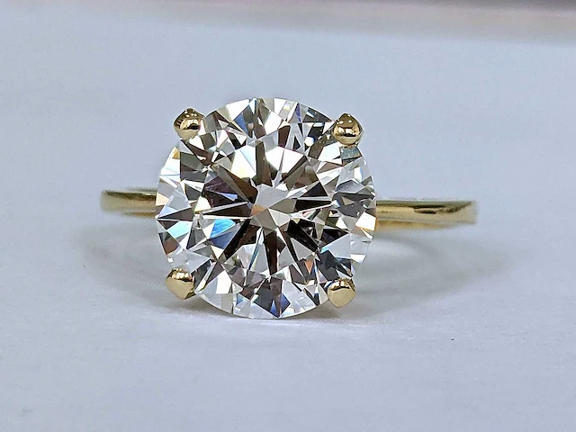 Luxe 18 krt gouden ring met diamant 4,80 crt - afbeelding 4 van  6