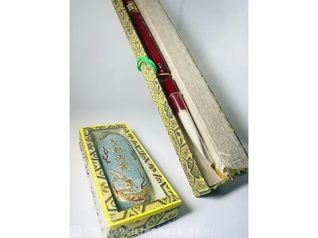 Luxe calligraphy set - kersenhouten penseel + chinese inktsteen - afbeelding 2 van  5