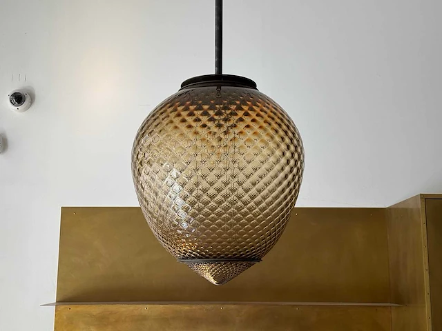 Luxe design hanglamp met geribbled glas - afbeelding 1 van  5