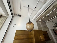 Luxe design hanglamp met geribbled glas - afbeelding 2 van  5