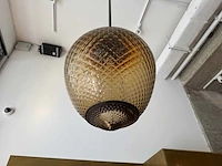 Luxe design hanglamp met geribbled glas - afbeelding 3 van  5