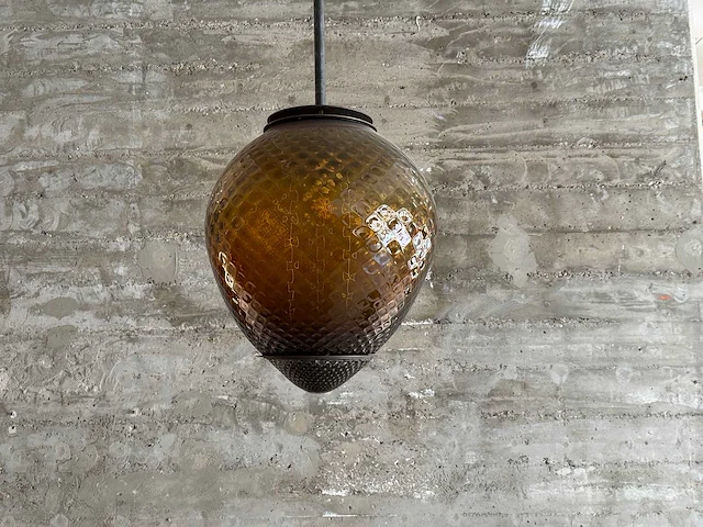 Luxe design hanglamp met geribbled glas - afbeelding 5 van  5