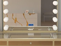 Luxe kaptafel met verlichting - 1500x600x810mm - goudkleurig - incl. krukje - afbeelding 4 van  12