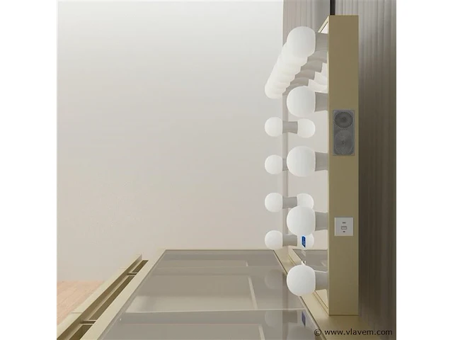 Luxe kaptafel met verlichting - 1500x600x810mm - goudkleurig - incl. krukje - afbeelding 7 van  12