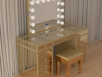 Luxe kaptafel met verlichting - 1500x600x810mm - goudkleurig - incl. krukje - afbeelding 12 van  12