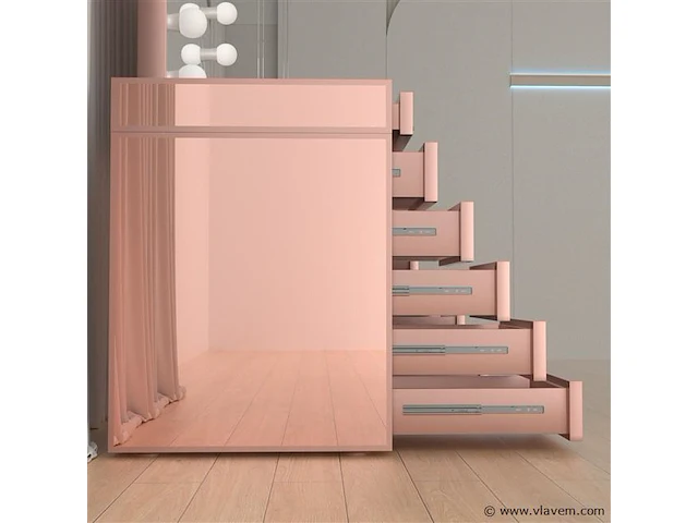 Luxe kaptafel met verlichting - 1500x600x810mm - hoogglans roze - incl. krukje - afbeelding 6 van  12