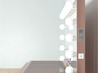 Luxe kaptafel met verlichting - 1500x600x810mm - hoogglans roze - incl. krukje - afbeelding 7 van  12