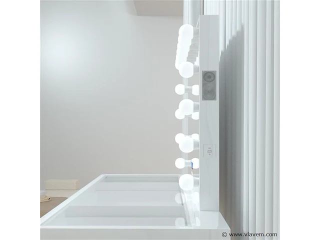 Luxe kaptafel met verlichting - 1500x600x810mm - hoogglans wit - incl. poef - afbeelding 3 van  11