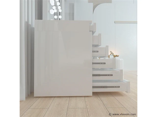 Luxe kaptafel met verlichting - 1500x600x810mm - hoogglans wit - incl. poef - afbeelding 2 van  11