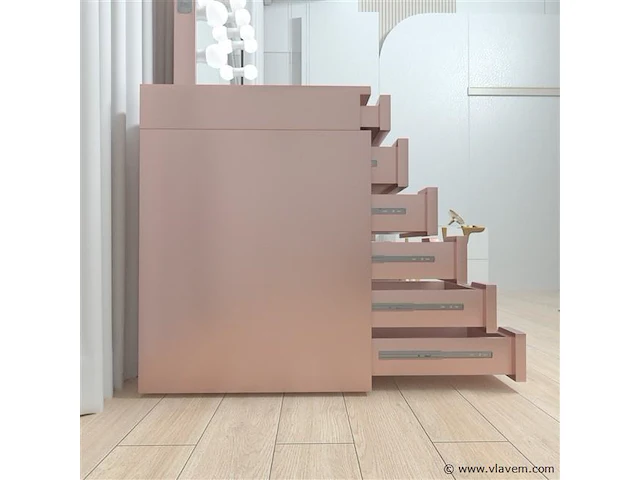 Luxe kaptafel met verlichting - 1500x600x810mm - roze - incl. poef - afbeelding 5 van  11