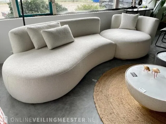 Luxe lounge bank in ivoor witte bouclé stof by italia, ivoor wit / goud, bouwjaar 2022 - afbeelding 4 van  11