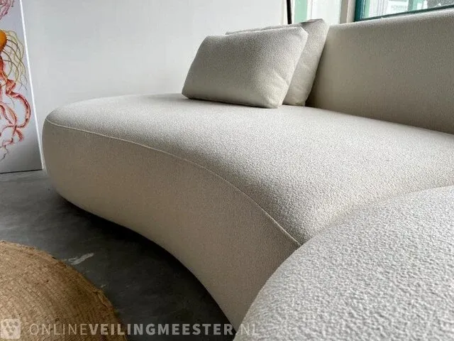 Luxe lounge bank in ivoor witte bouclé stof by italia, ivoor wit / goud, bouwjaar 2022 - afbeelding 8 van  11