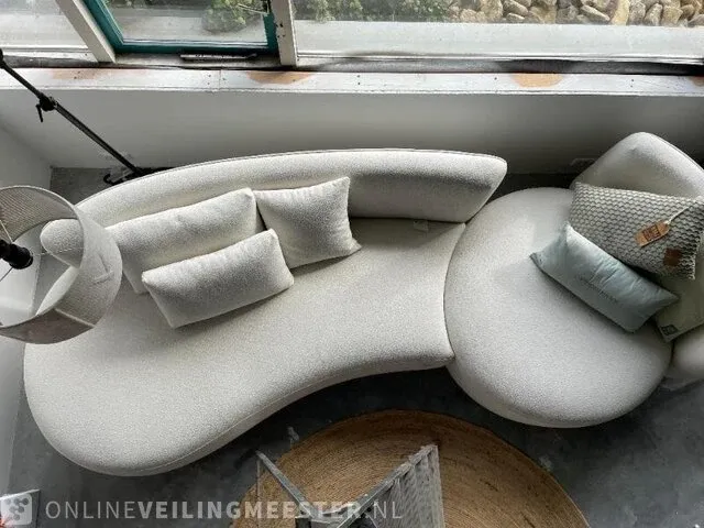 Luxe lounge bank in ivoor witte bouclé stof by italia, ivoor wit / goud, bouwjaar 2022 - afbeelding 11 van  11