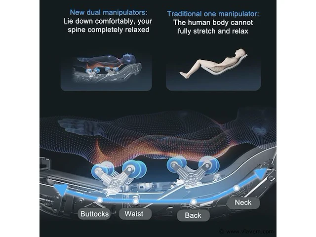 Luxe massagestoel zero gravity - dual-manipulators - zwart/blauw - afbeelding 2 van  15