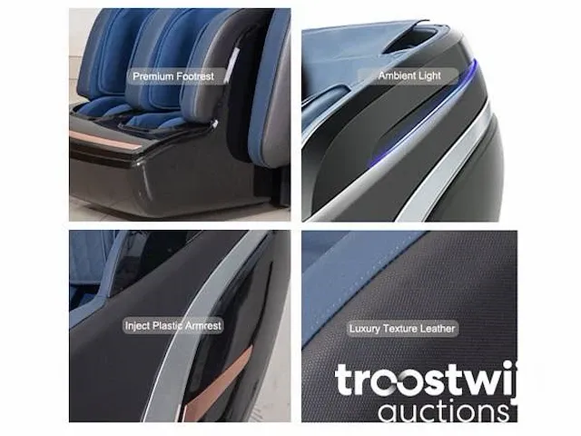 Luxe massagestoel zero gravity - lcd scherm - zwart / blauw - afbeelding 7 van  8