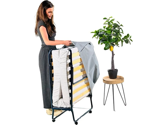 Luxe opklapbed/vouwbed met matras 90x200 cm troonz - afbeelding 1 van  3