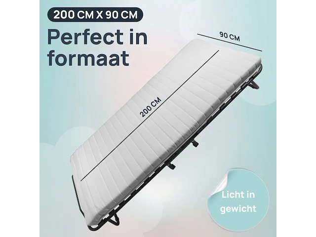 Luxe opklapbed/vouwbed met matras 90x200 cm troonz - afbeelding 2 van  3