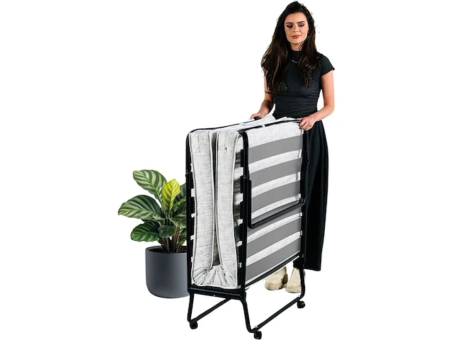 Luxe opklapbed/vouwbed met matras 90x200 cm troonz - afbeelding 1 van  5