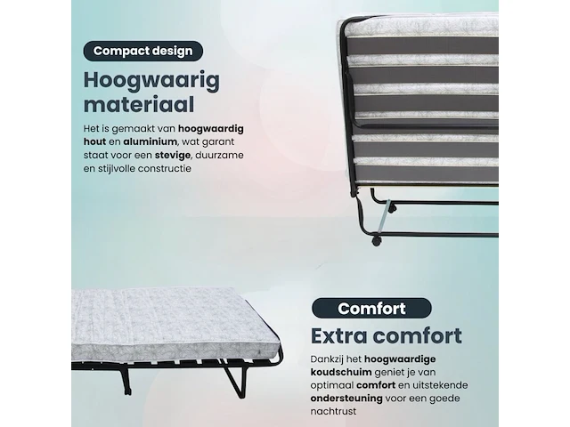 Luxe opklapbed/vouwbed met matras 90x200 cm troonz - afbeelding 2 van  5