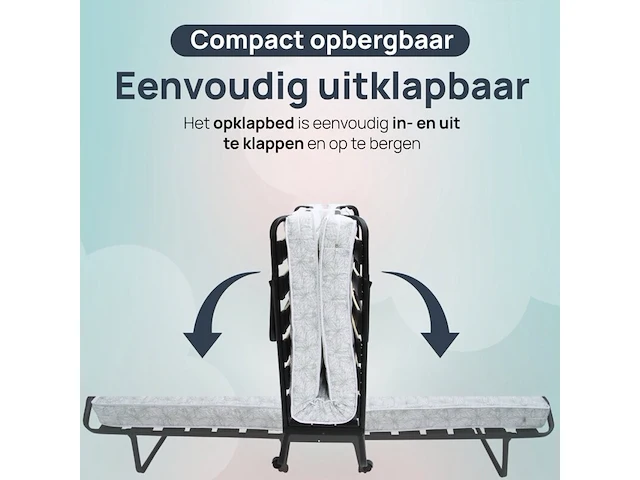 Luxe opklapbed/vouwbed met matras 90x200 cm troonz - afbeelding 3 van  5