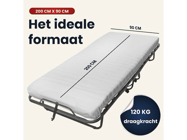 Luxe opklapbed/vouwbed met matras 90x200 cm troonz - afbeelding 1 van  4