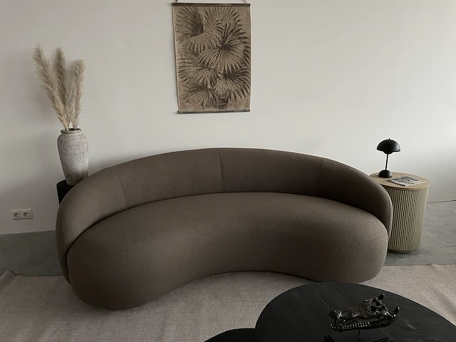 Luxe organische bank in taupe bouclé stof by italia, taupe - afbeelding 1 van  9