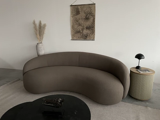 Luxe organische bank in taupe bouclé stof by italia, taupe - afbeelding 2 van  9