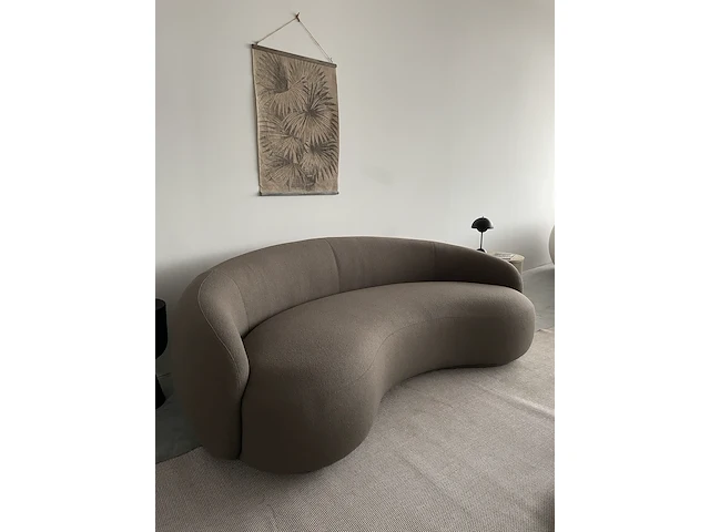 Luxe organische bank in taupe bouclé stof by italia, taupe - afbeelding 3 van  9