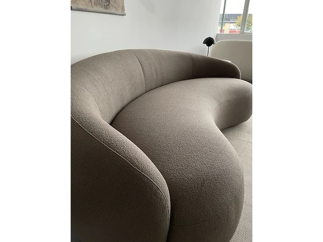 Luxe organische bank in taupe bouclé stof by italia, taupe - afbeelding 4 van  9
