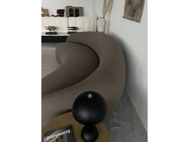 Luxe organische bank in taupe bouclé stof by italia, taupe - afbeelding 6 van  9