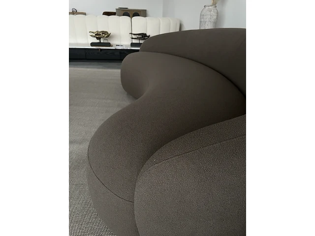 Luxe organische bank in taupe bouclé stof by italia, taupe - afbeelding 7 van  9