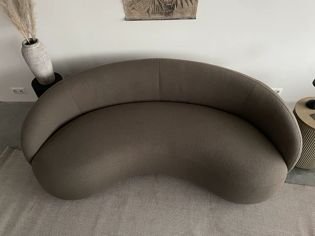Luxe organische bank in taupe bouclé stof by italia, taupe - afbeelding 8 van  9