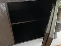Luxe zwarte dressoir van teak met visgraat patroon tower living, zwart - afbeelding 8 van  10