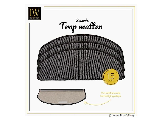 Lw collection trapmatten - 25 dozen á 15 stuks - kleur zwart - afbeelding 1 van  2