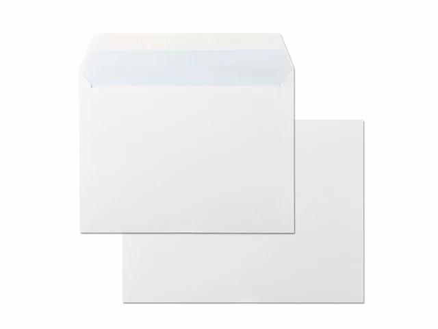 M-office papieren enveloppen formaat din c4 229 x 324 mm met siliconenzegel voor documenten, post of opslag (2000 st. 229x324mm)wit - afbeelding 1 van  3