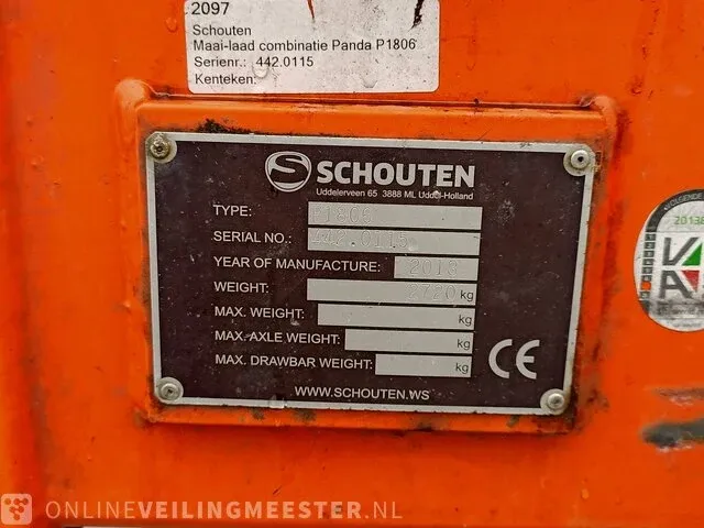 Maai-laadwagen schouten, panda 1806, bouwjaar 2013 - afbeelding 8 van  26