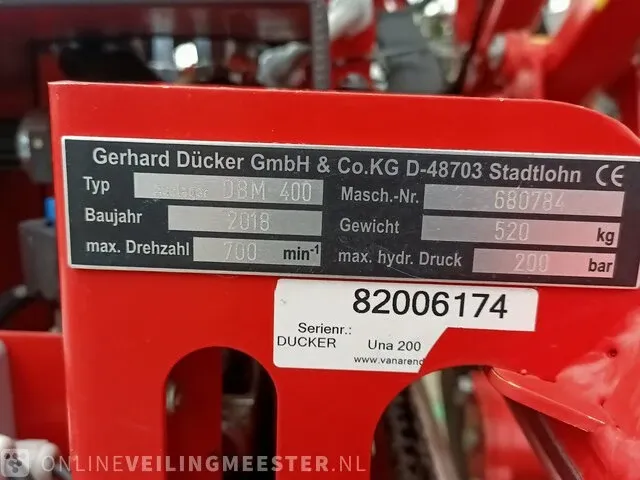 Maaiarm klepelmaaier ducker, dbm 400 - mkl10, bouwjaar 2018 - afbeelding 2 van  14