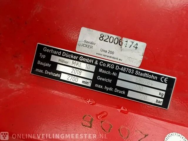 Maaiarm klepelmaaier ducker, dbm 400 - mkl10, bouwjaar 2018 - afbeelding 13 van  14