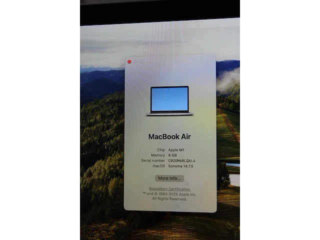 Macbook air apple mac os somona 14.7.5 met 250 gb harde schijf en 8 gb intern geheugen. - afbeelding 2 van  3