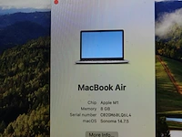 Macbook air apple mac os somona 14.7.5 met 250 gb harde schijf en 8 gb intern geheugen. - afbeelding 2 van  3