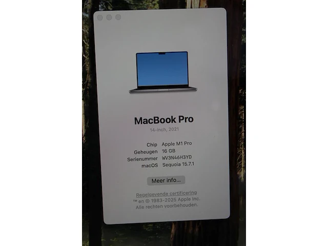 Macbook pro 14 inch 2021 chip apple m1 pro geheugen 16 gb macos sequoia 15.7.1 met liquid retina xdr-scherm... - afbeelding 3 van  4