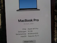 Macbook pro 14 inch 2021 chip apple m1 pro geheugen 16 gb macos sequoia 15.7.1 met liquid retina xdr-scherm... - afbeelding 3 van  4
