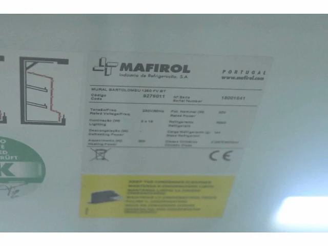 Mafirol bartolomeu 1250 fv bt 2-deurs glasdeurvriezer - afbeelding 4 van  5