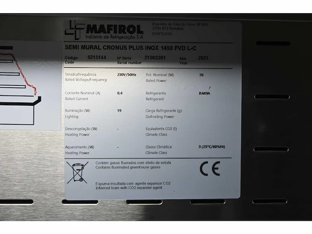 Mafirol semi mural cronus plus inox 1450 fvd l-c koelmeubel - afbeelding 6 van  6