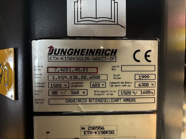 Magazijn hoogbouwtruck jungheinrich , etx-k150, geel, bouwjaar 1999 - afbeelding 9 van  37