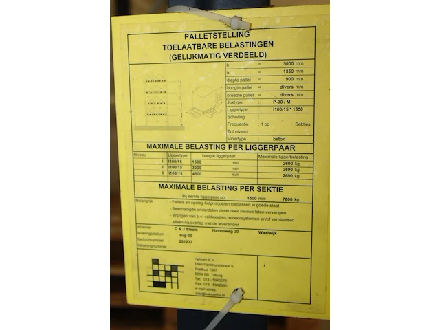 Magazijnstelling bestaande uit 5 staanders met afmeting 500 x 80 cm en 24 leggers met lengte 230 cm. - afbeelding 3 van  4