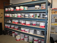Magazijnstelling bestaande uit twee staanders 90 x 260 cm, tien liggers met lengte 340 cm en vijf houten le... - afbeelding 1 van  2