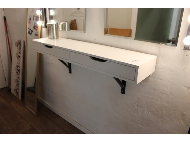 Make-up tafel met twee spiegels en verlichting. breedte tafel 120 cm. - afbeelding 2 van  2