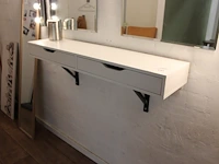 Make-up tafel met twee spiegels en verlichting. breedte tafel 120 cm. - afbeelding 2 van  2
