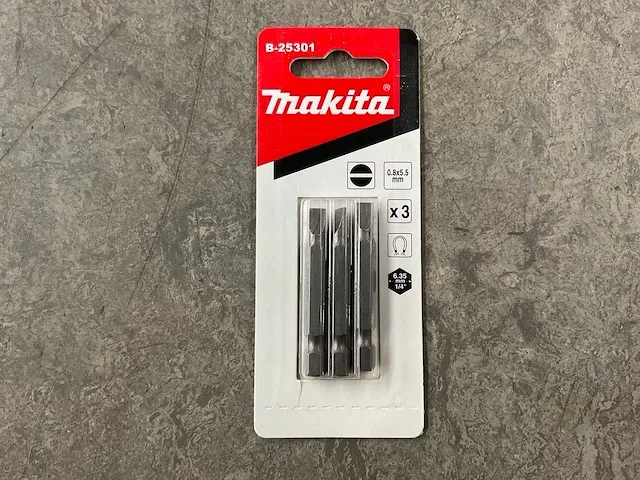 Makita - b-25301 - 3-pack schroefbit sl5,5x50 mm (100x) - afbeelding 1 van  2
